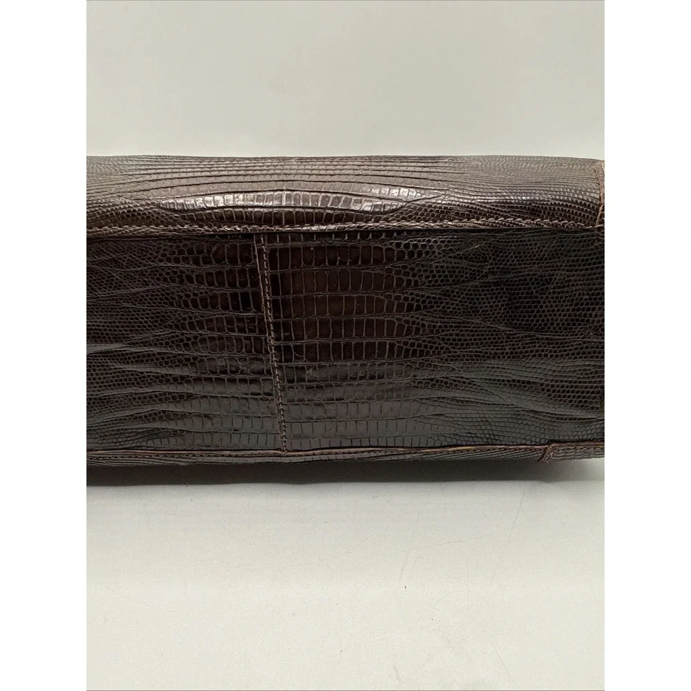 Vintage 1950's Alligator Lizard Brown Hand Bag Purse Gold Accents
